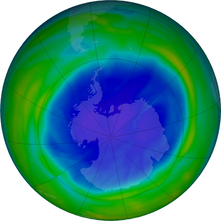 Antarctic ozone map for 09 September 2022